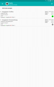 Tablet - Eventliste