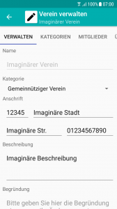 Smartphone - Vereinseditor